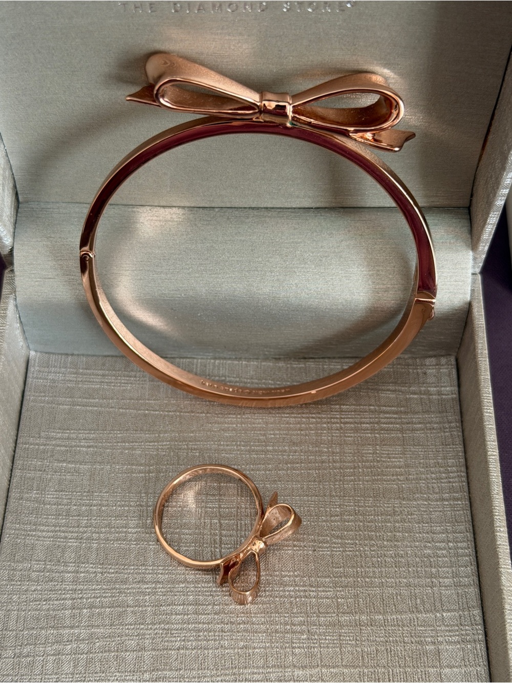 Kate Spade Rose Gold Bow Bangle Bracelet and Ring - Picture 3 of 4